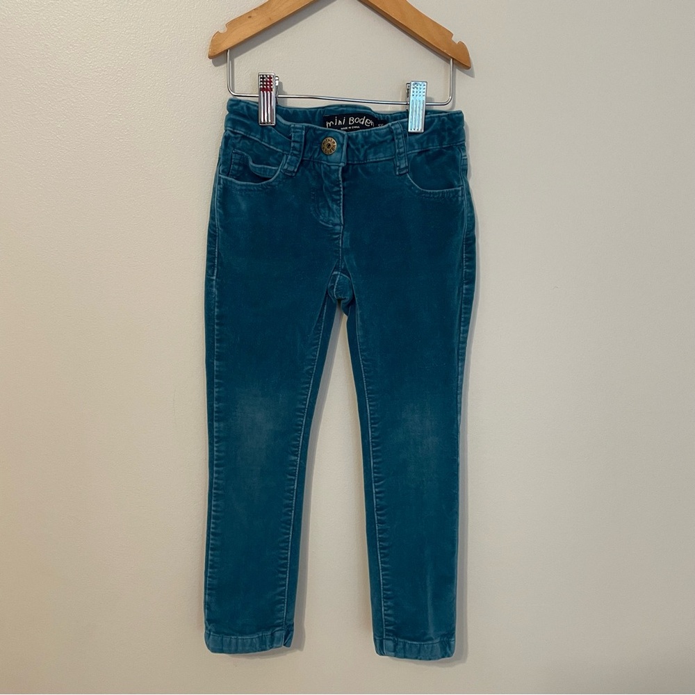 Mini Boden Girls Velvet Teal Skinny Jeans in Size 5